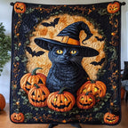 Witch Cat Glow Quilted Blanket printed blanket