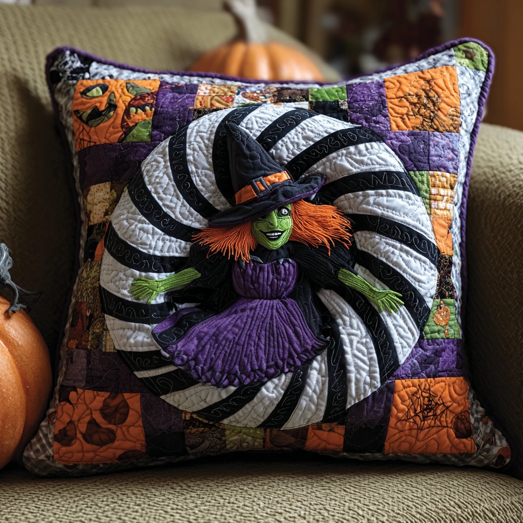 Witch Descent Quilted Cushion Cover printed cushion cover