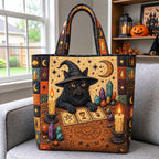 Witch Familiar Quilted Tote Bag printed tote bag