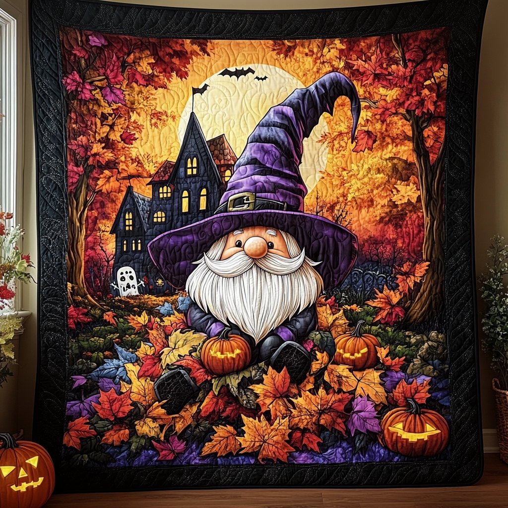 Witch Hat Gnome Quilted Blanket printed blanket