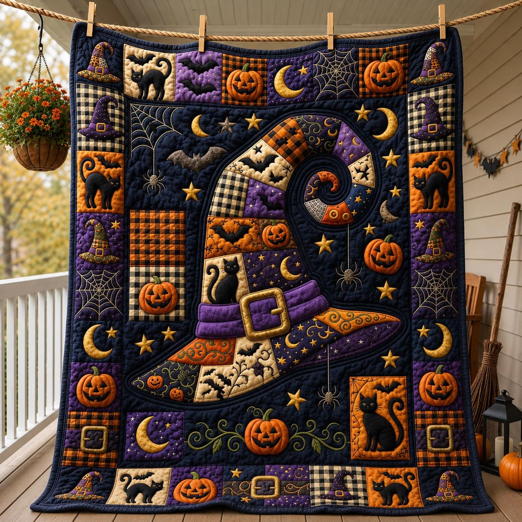 Witch Hat Patchwork Quilted Blanket printed blanket