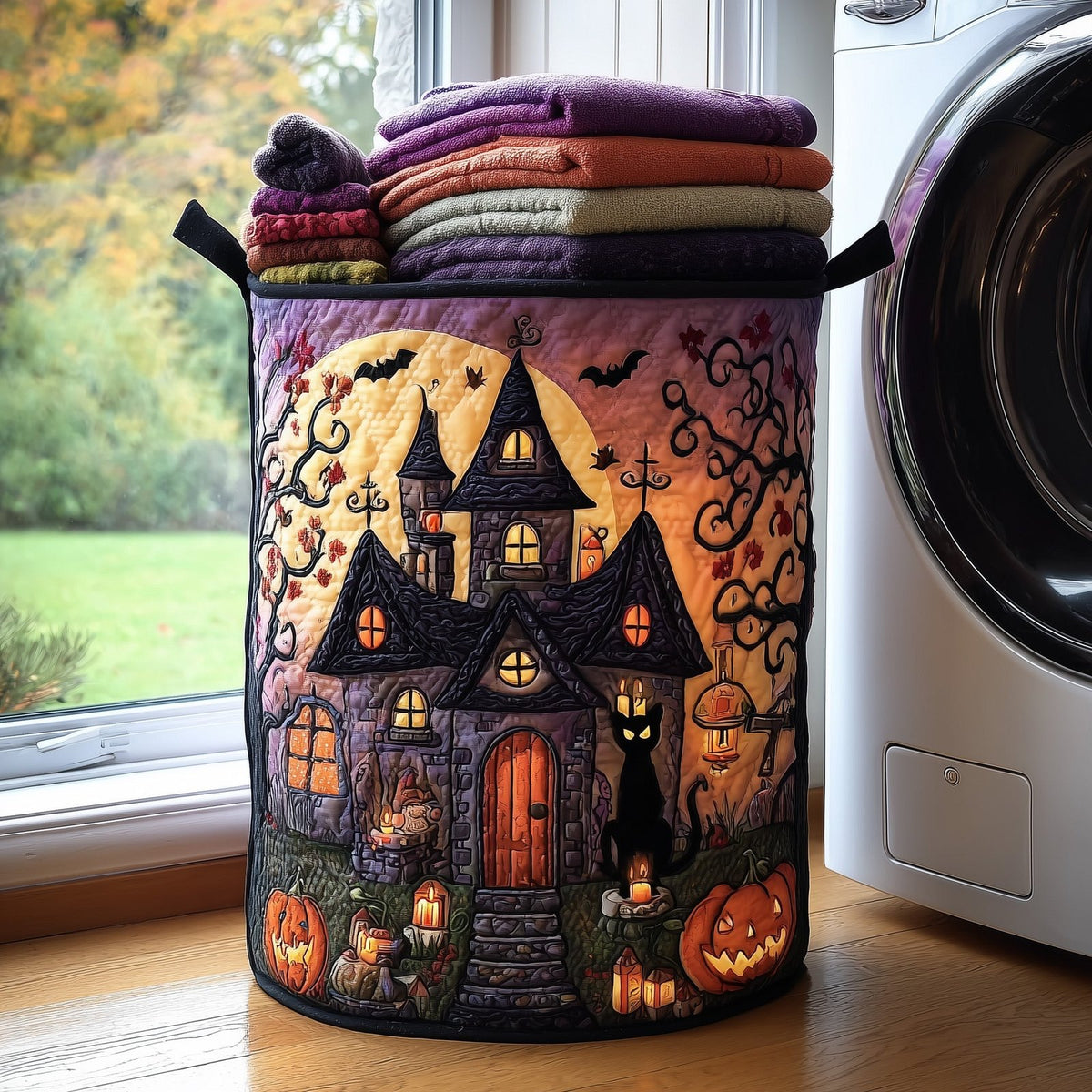 Witch House Quilted Laundry Hamper printed laundry hamper