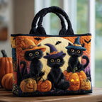 Witch Kitten Quilted Tote Bag printed tote bag