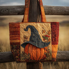 Witch Pumpkin Quilted Tote Bag printed tote bag