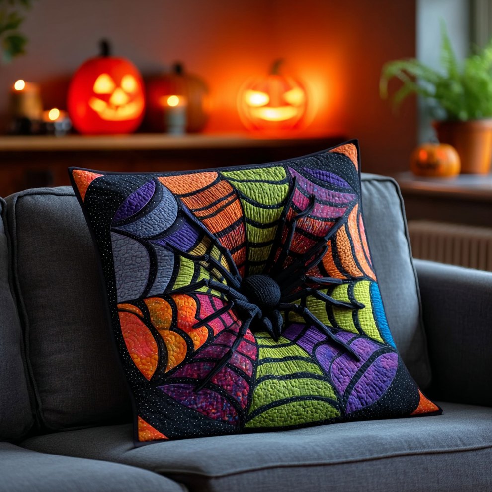 Witch Web Abyss Quilted Cushion Cover printed cushion cover