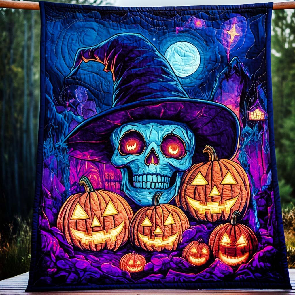 Witching Hour Skull Quilted Blanket printed blanket