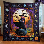 Witchy Halloween Magical Night Quilted Blanket printed blanket