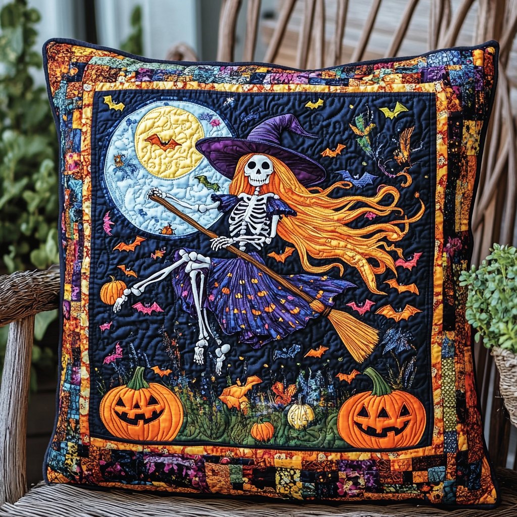 Witchy Halloween Quilted Cushion Cover printed cushion cover
