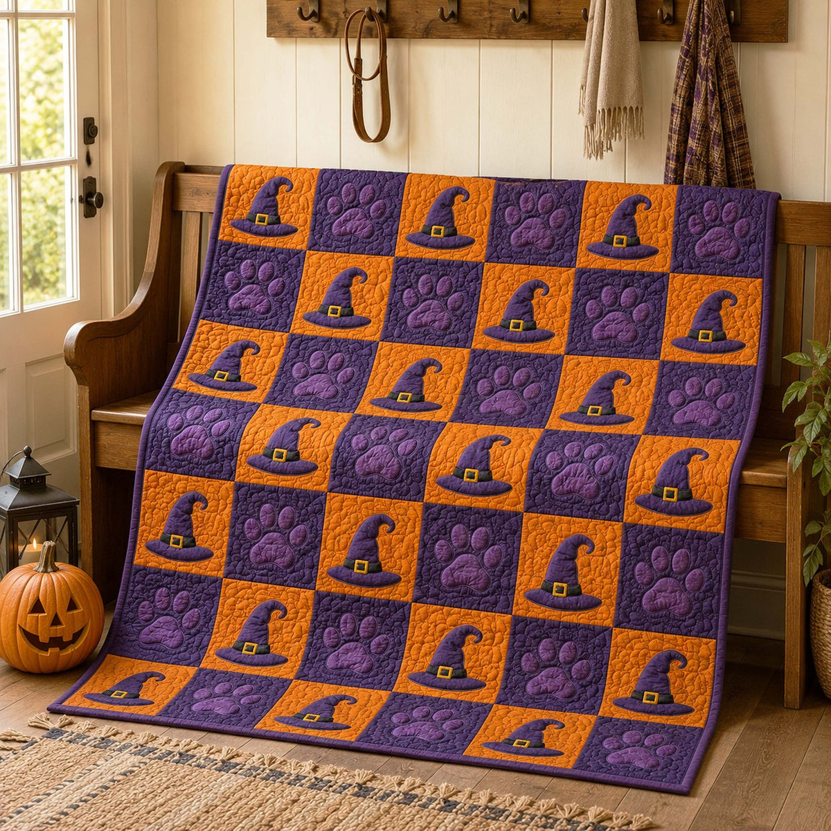 Witchy Paws Quilted Blanket printed blanket