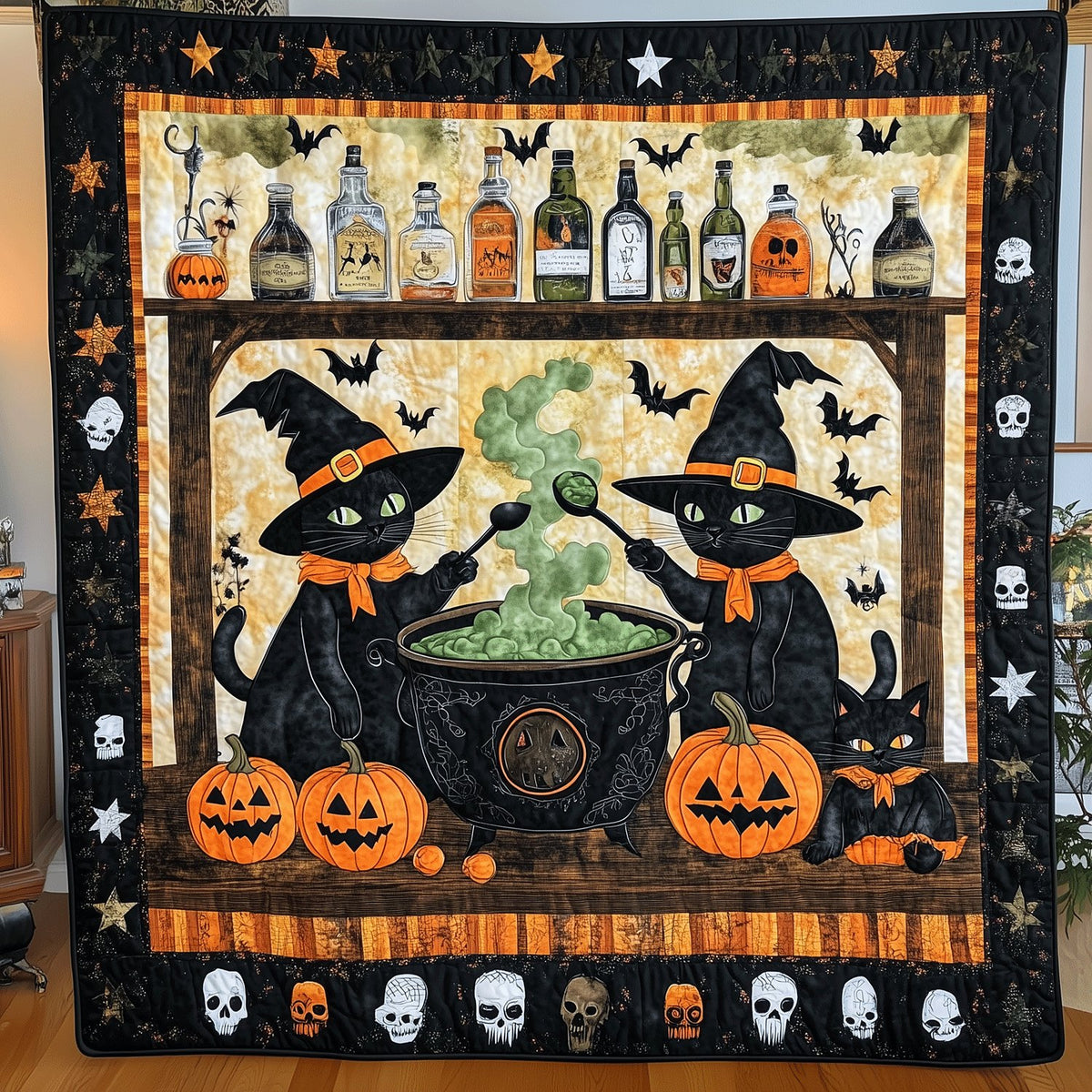 Witchy Paws Quilted Blanket printed blanket