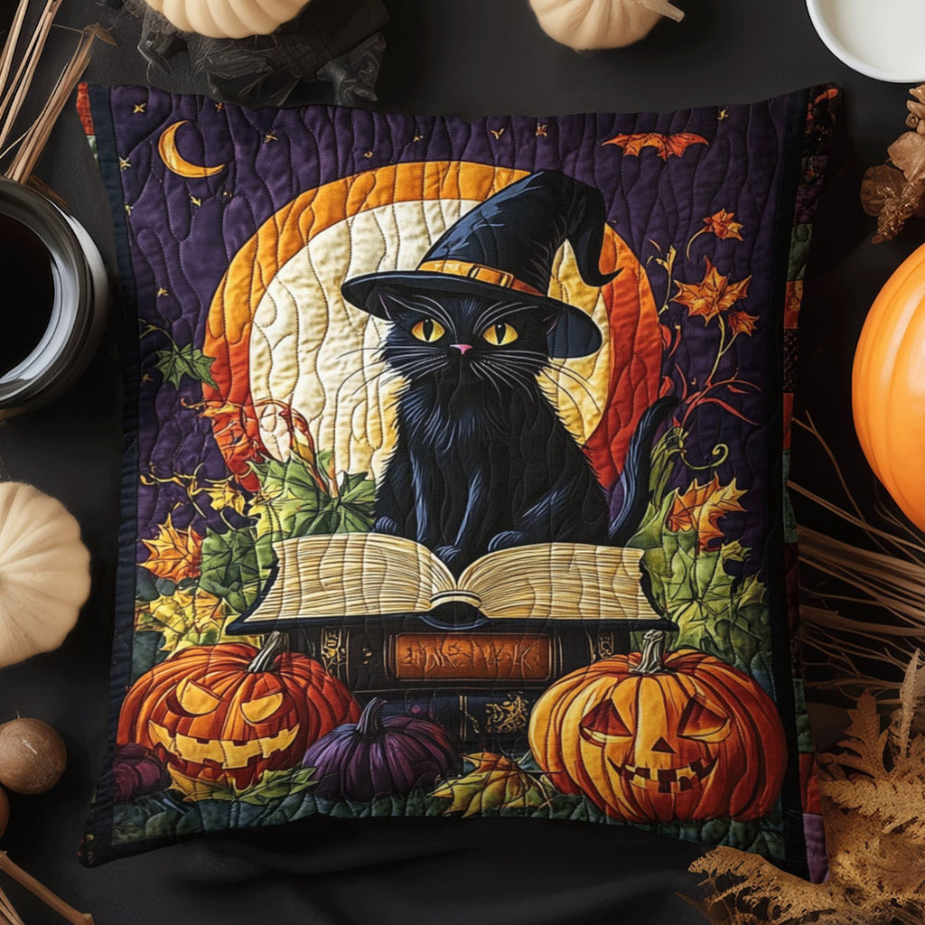 Witchy Whiskers Quilted Cushion Cover printed cushion cover