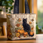 Witchy Whiskers Quilted Tote Bag printed tote bag