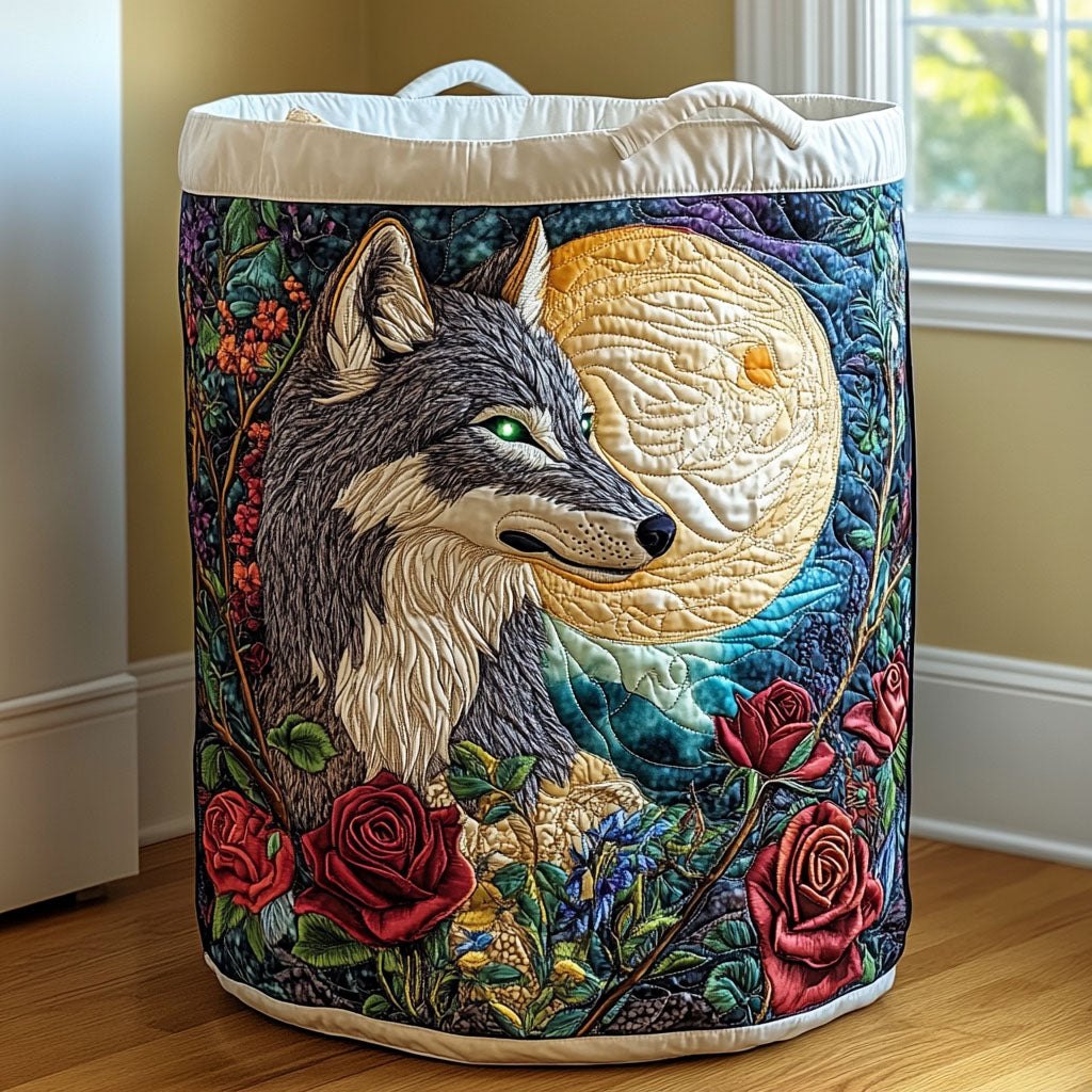 Wolf Spirit Quilted Laundry Hamper printed laundry hamper