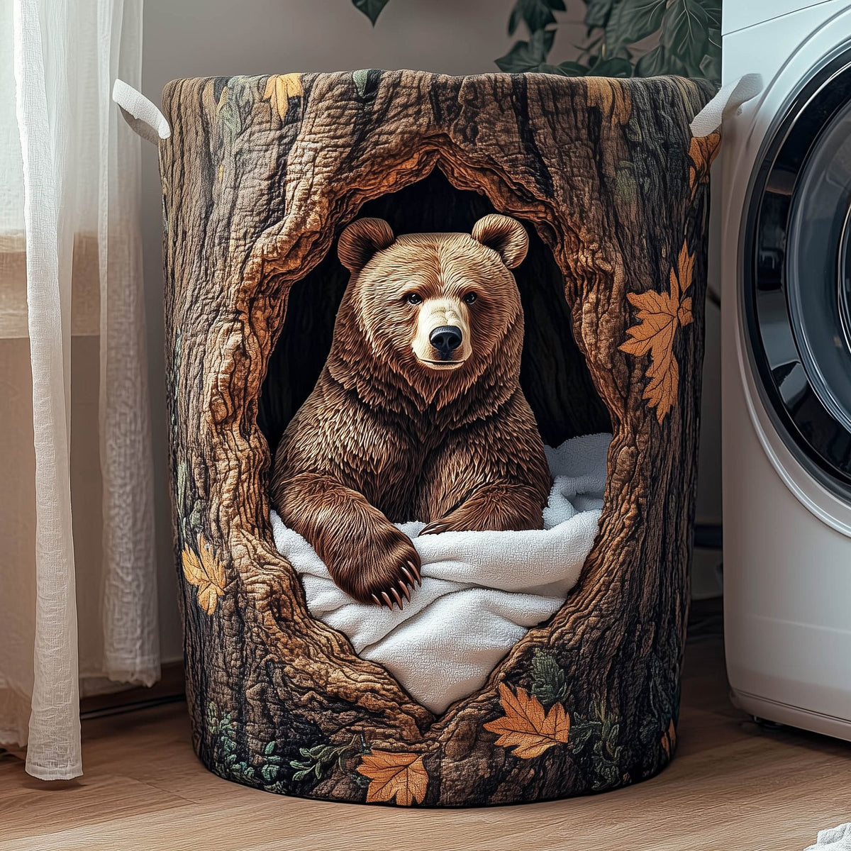 Wooden Nest Quilted Laundry Hamper printed laundry hamper