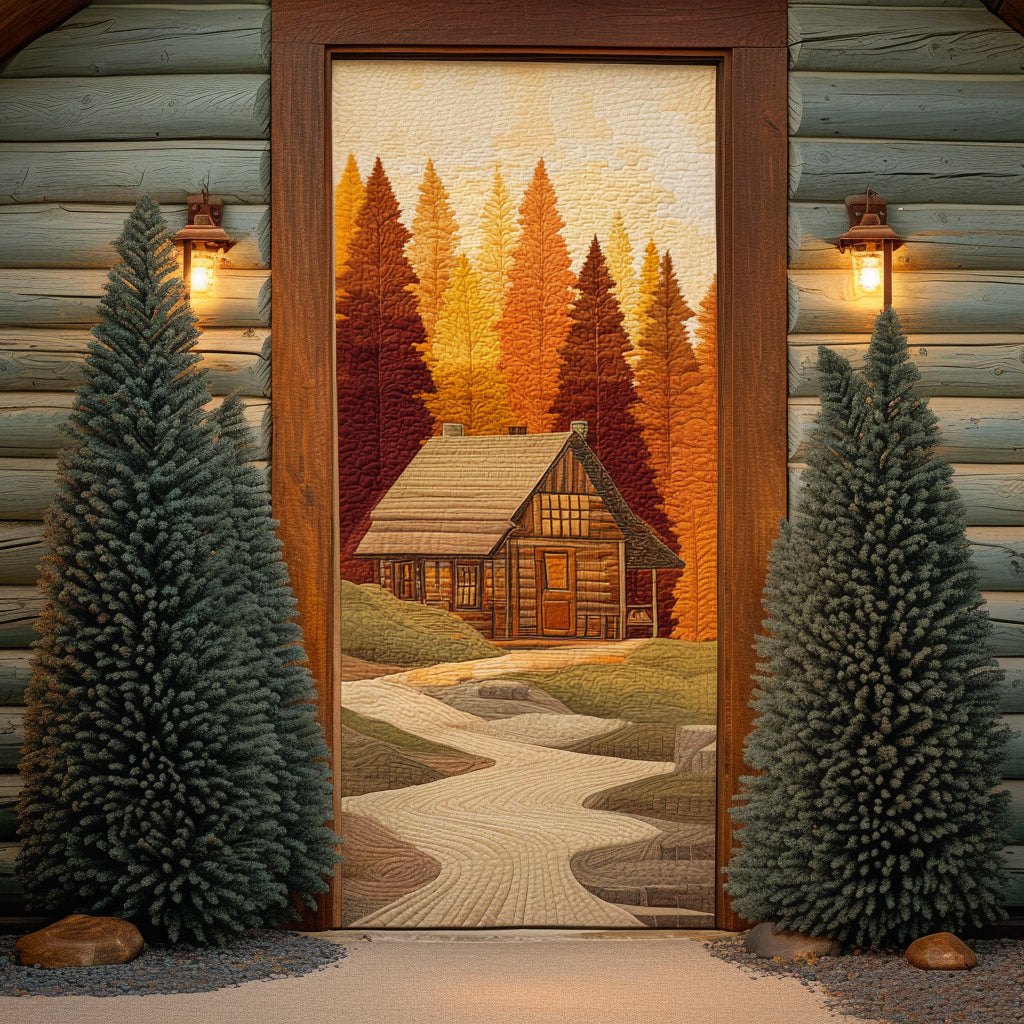 Woodland Cabin Quilted Door Curtain printed door curtain