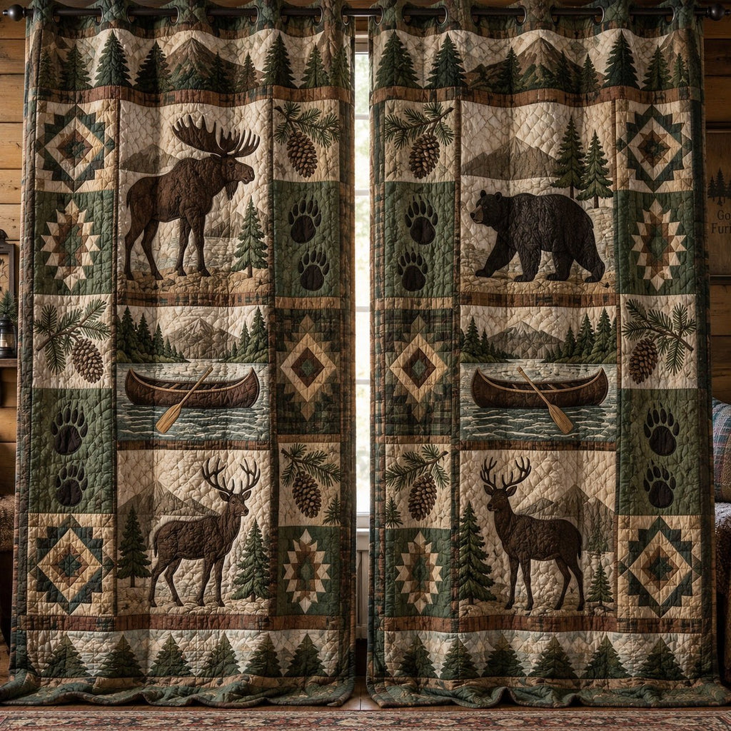 Woodland Canoe Trail Quilted Curtains printed door curtain