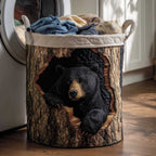 Woodland Charm Quilted Laundry Hamper printed laundry hamper