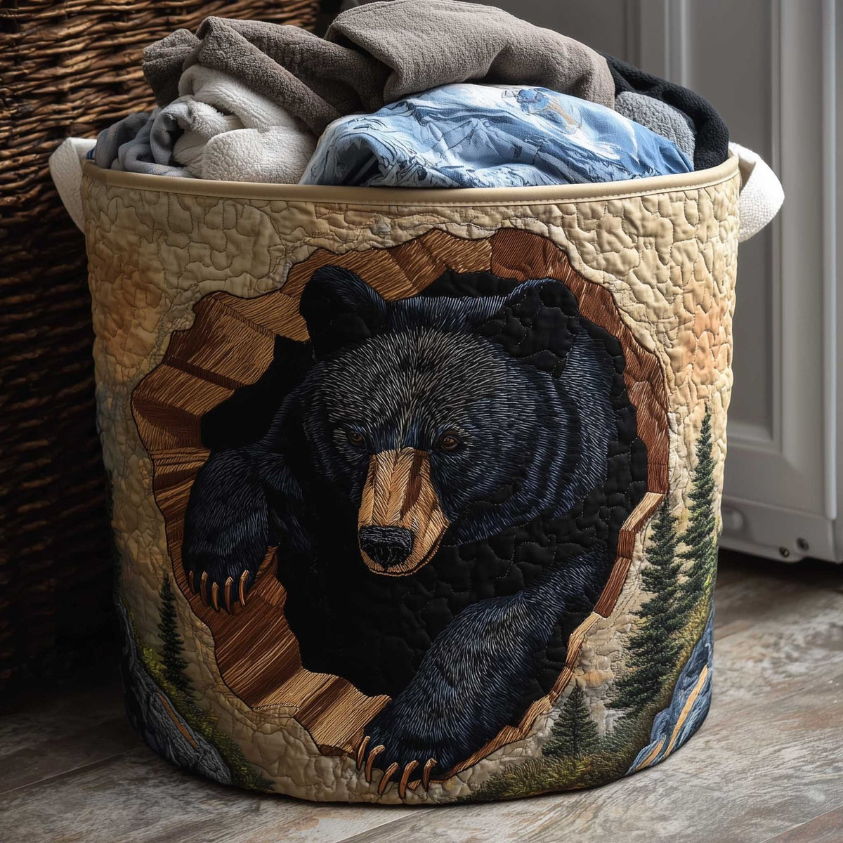Woodland Charm Quilted Laundry Hamper printed laundry hamper