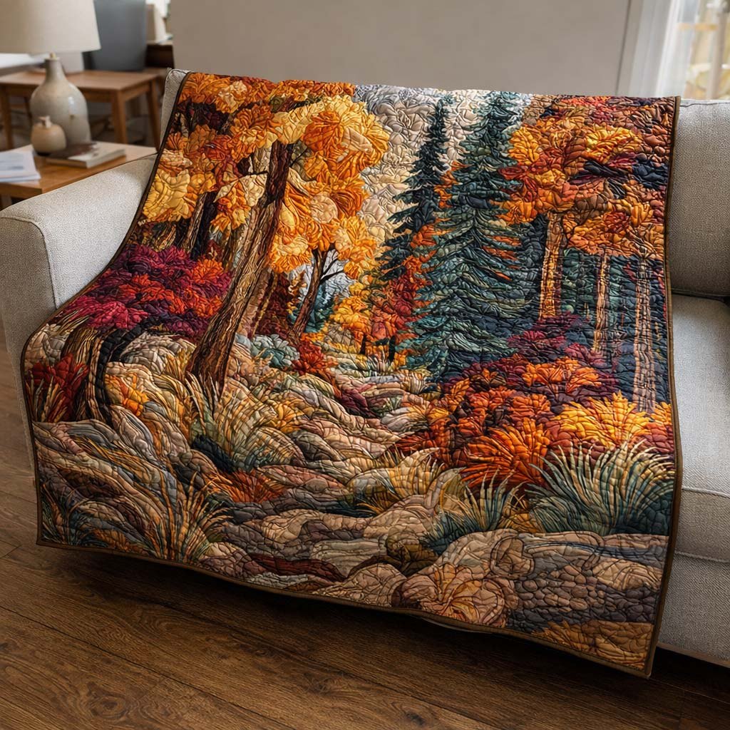 Woodland Embrace Quilted Blanket printed blanket