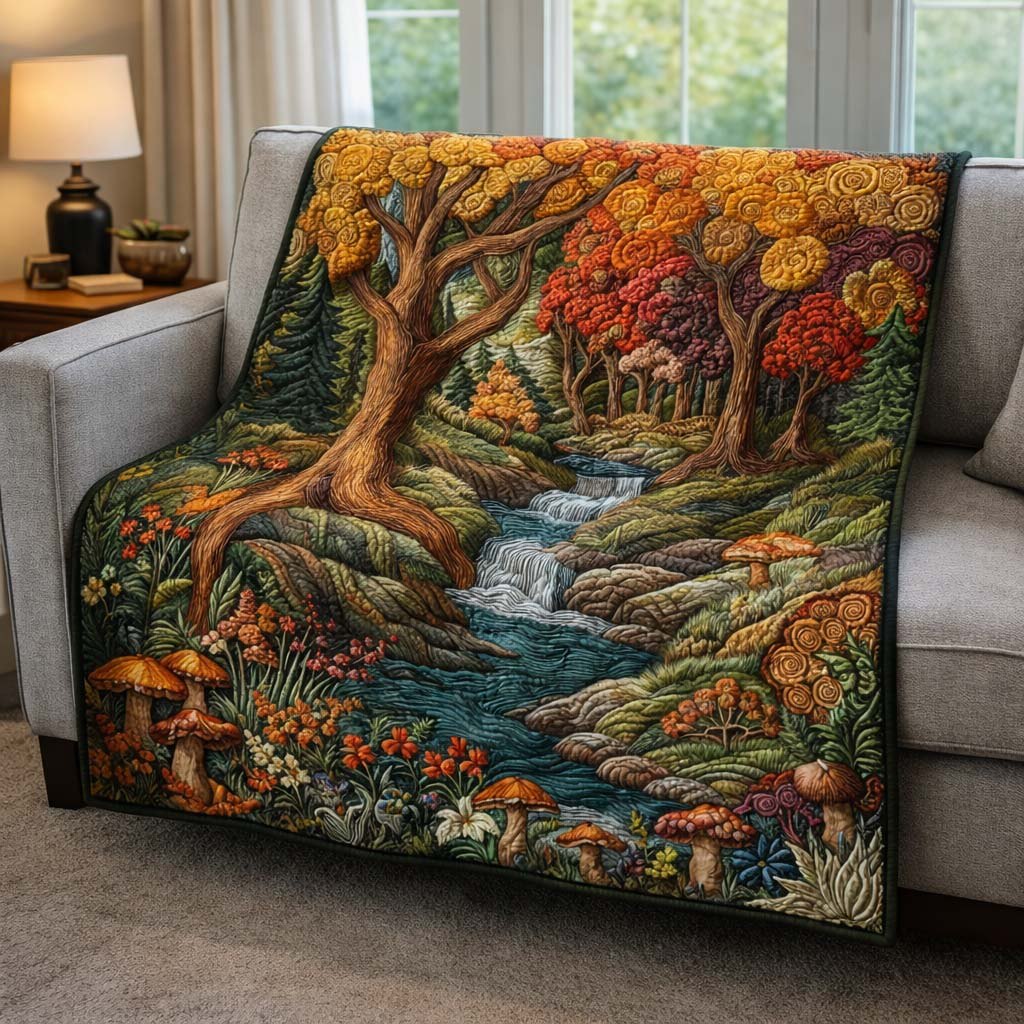 Woodland Embrace Quilted Blanket printed blanket