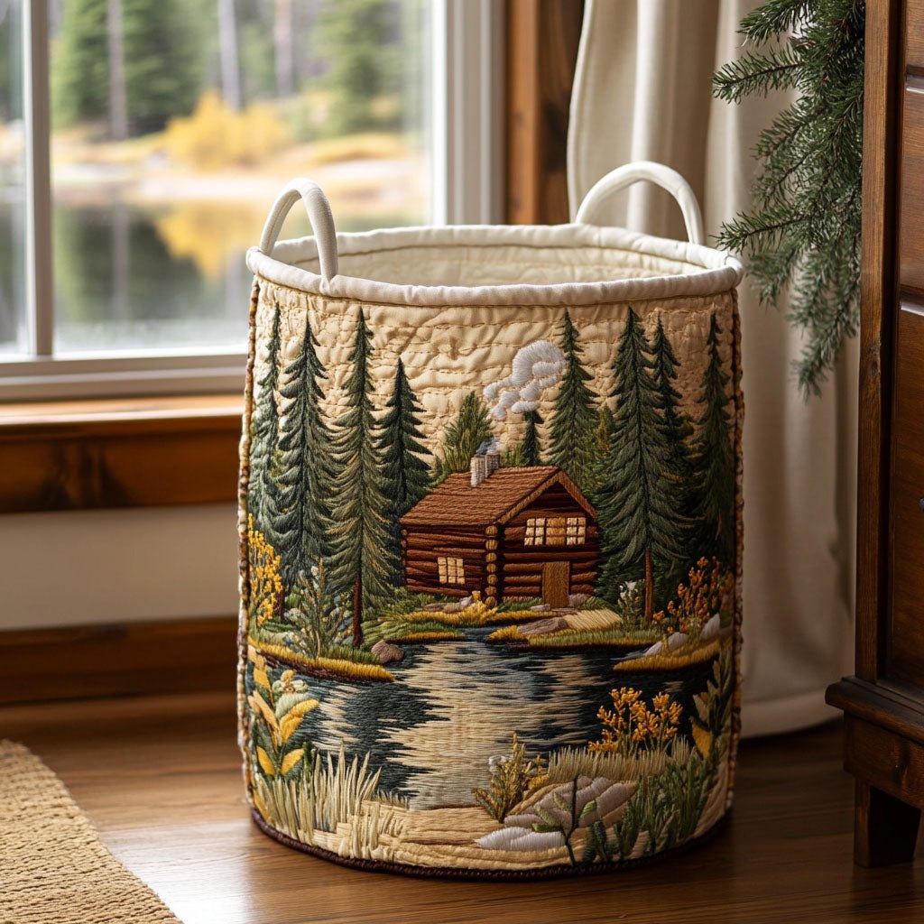 Woodland Scene Quilted Laundry Hamper printed laundry hamper