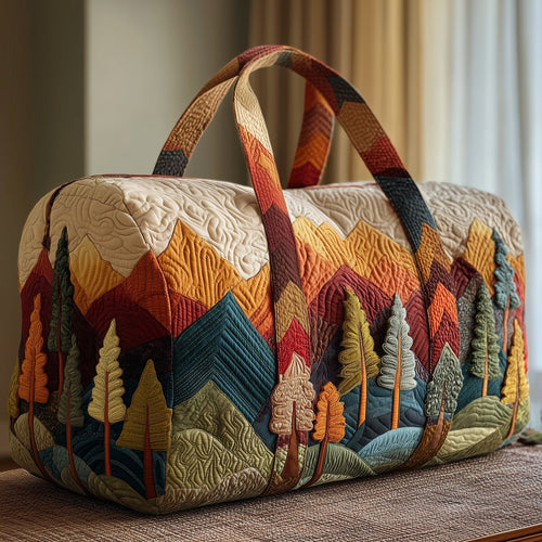 Sunset Mountain Ridge Woodland Wanderer Quilted Duffle Bag