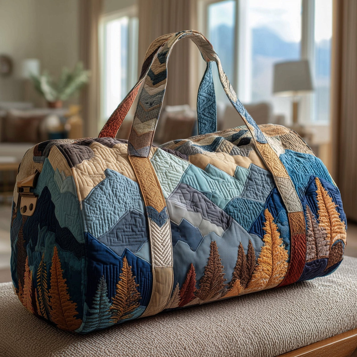 Woodland Wanderer Quilted Duffle Bag printed duffle bag