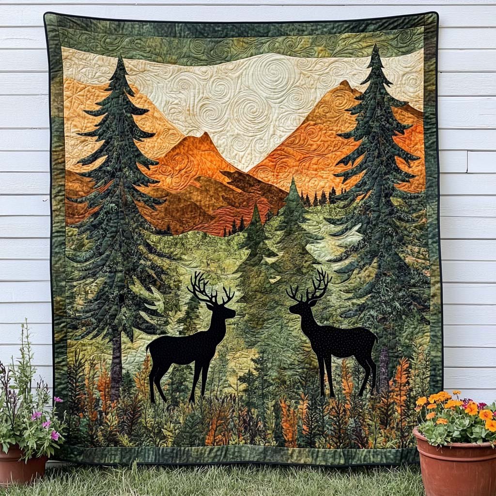 Woodland Whisper Quilted Blanket printed blanket