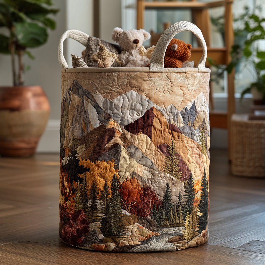Woodland Whisper Quilted Laundry Hamper printed laundry hamper