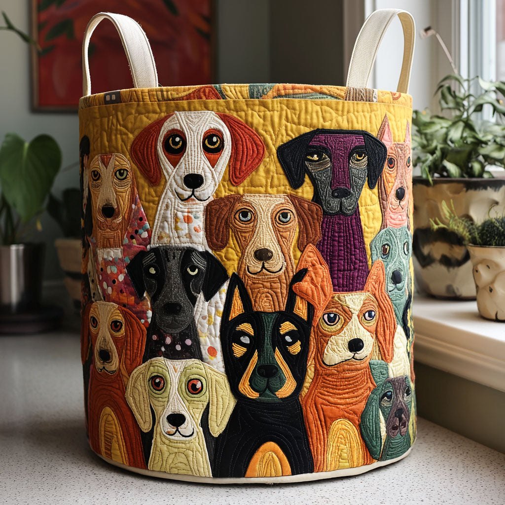 Woof and Whimsy Quilted Laundry Hamper printed laundry hamper