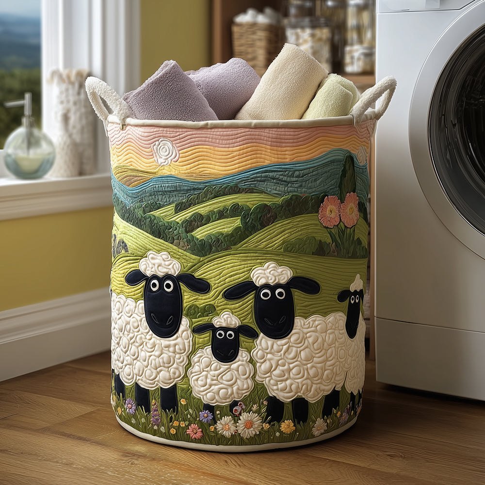 Wool Friends Quilted Laundry Hamper printed laundry hamper