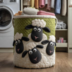 Woolly Sheeps Quilted Laundry Hamper printed laundry hamper