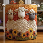 Woolly Whimsy Quilted Laundry Hamper printed laundry hamper
