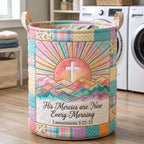 Words Of Faith Quilted Laundry Hamper printed laundry hamper