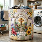 Words Of Faith Quilted Laundry Hamper printed laundry hamper