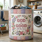 Words Of Faith Quilted Laundry Hamper printed laundry hamper