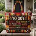Yo Soy Latina Hispanic Heritage Quilted Tote Bag printed quilted tote bag