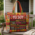 Yo Soy Latina Hispanic Heritage Quilted Tote Bag printed quilted tote bag