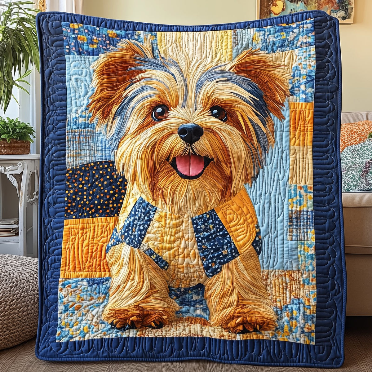 Yorkshire Terrier Quilted Blanket printed blanket
