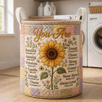 You Are Sunflower Quilted Laundry Hamper printed laundry hamper