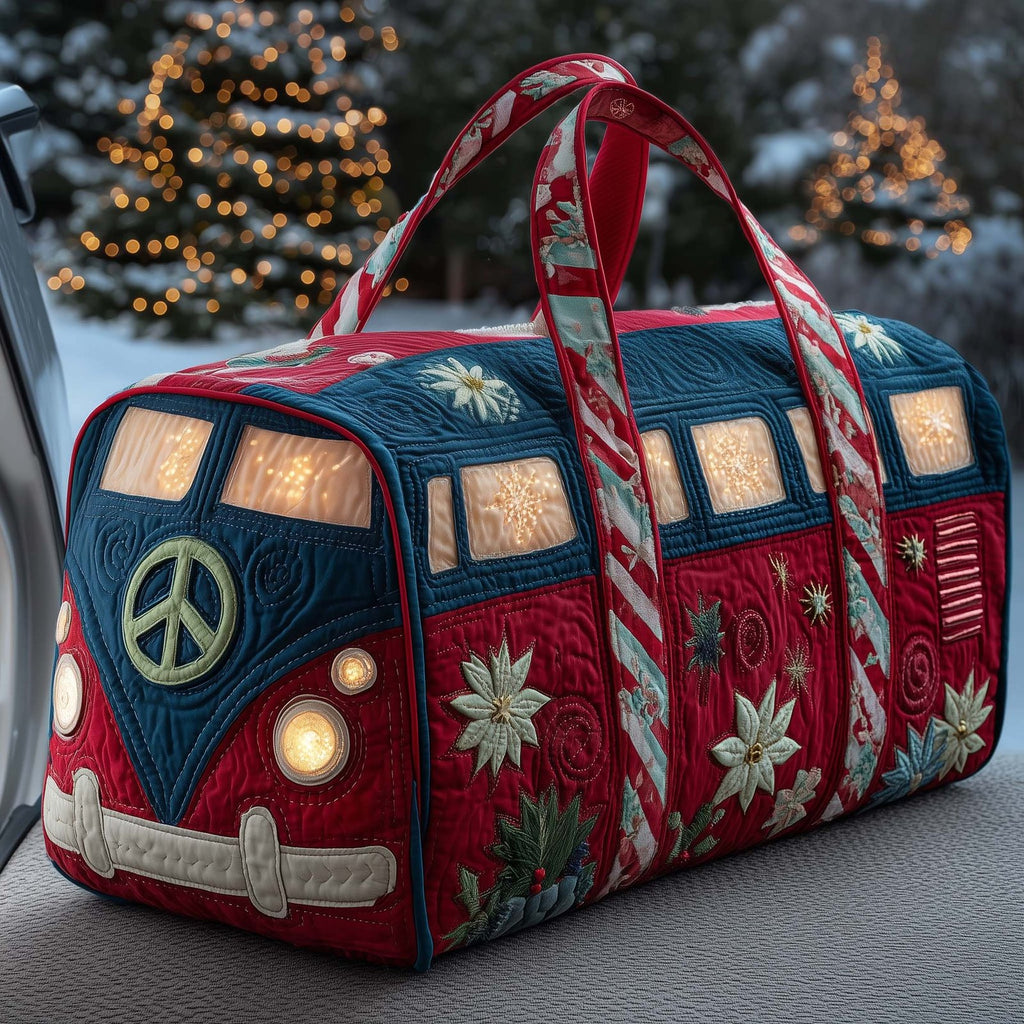 Yuletide Ride Quilted Duffle Bag printed duffle bag