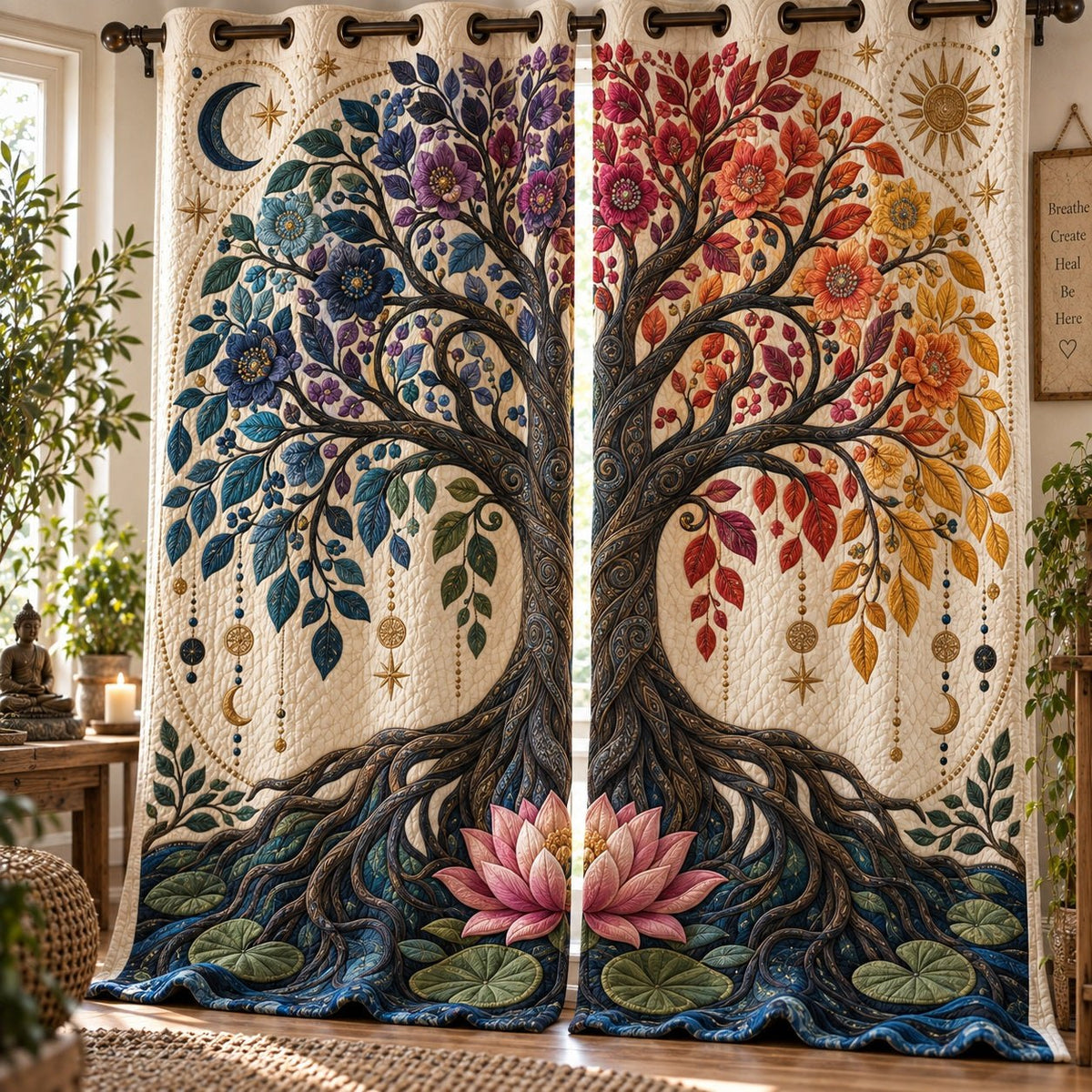 Zenith Lotus Roots Quilted Curtains printed door curtain